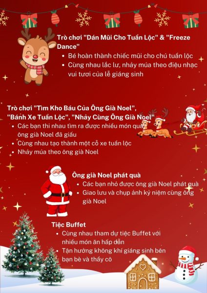 Thông báo về việc tổ chức sự kiện noel cho trẻ ngày 24/12 